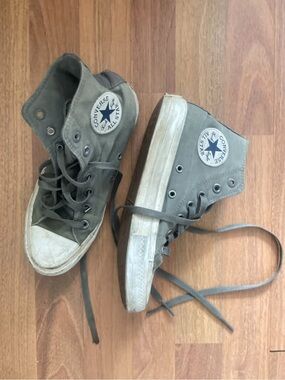 Converse High Top Sneakers in Olive with White Accents